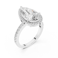 Pear Cut Lab Grown Diamond Halo Engagement Ring