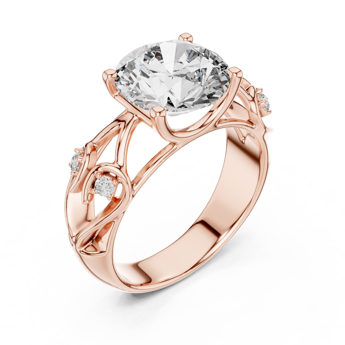 Solitaire Round Cut Lab-Grown Diamond Engagement Ring in Rose Gold