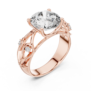 Solitaire Round Cut Lab-Grown Diamond Engagement Ring in Rose Gold