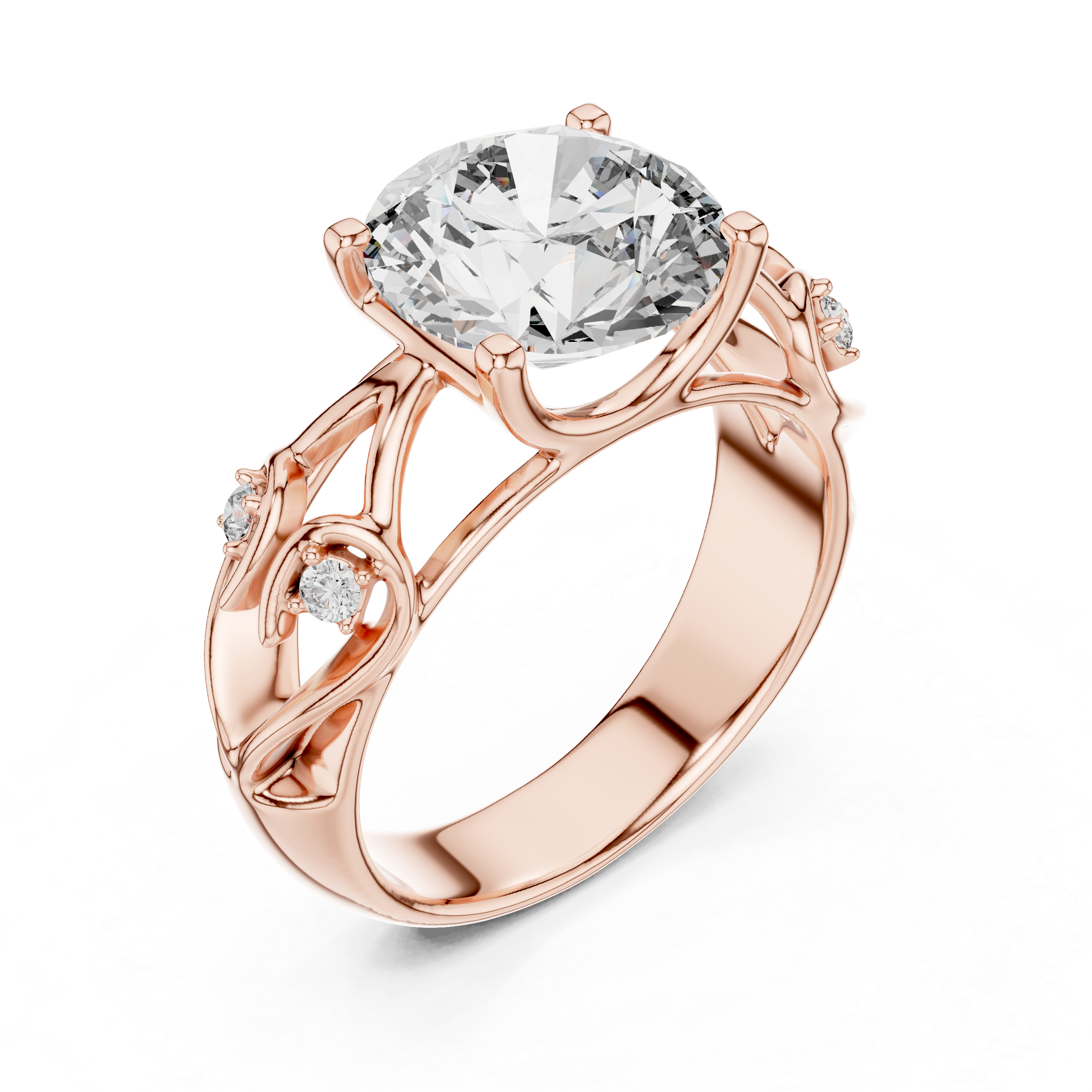 Solitaire Round Cut Lab-Grown Diamond Engagement Ring in Rose Gold