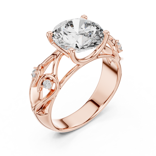 Solitaire Round Cut Lab-Grown Diamond Engagement Ring in Rose Gold