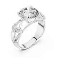 Solitaire Lab-Grown Diamond Engagement Ring with Intricate Filigree Band in White Gold
