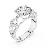 Solitaire Lab-Grown Diamond Engagement Ring with Intricate Filigree Band in White Gold