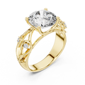 Solitaire Lab-Grown Diamond Engagement Ring with Intricate Filigree Band in Yellow Gold