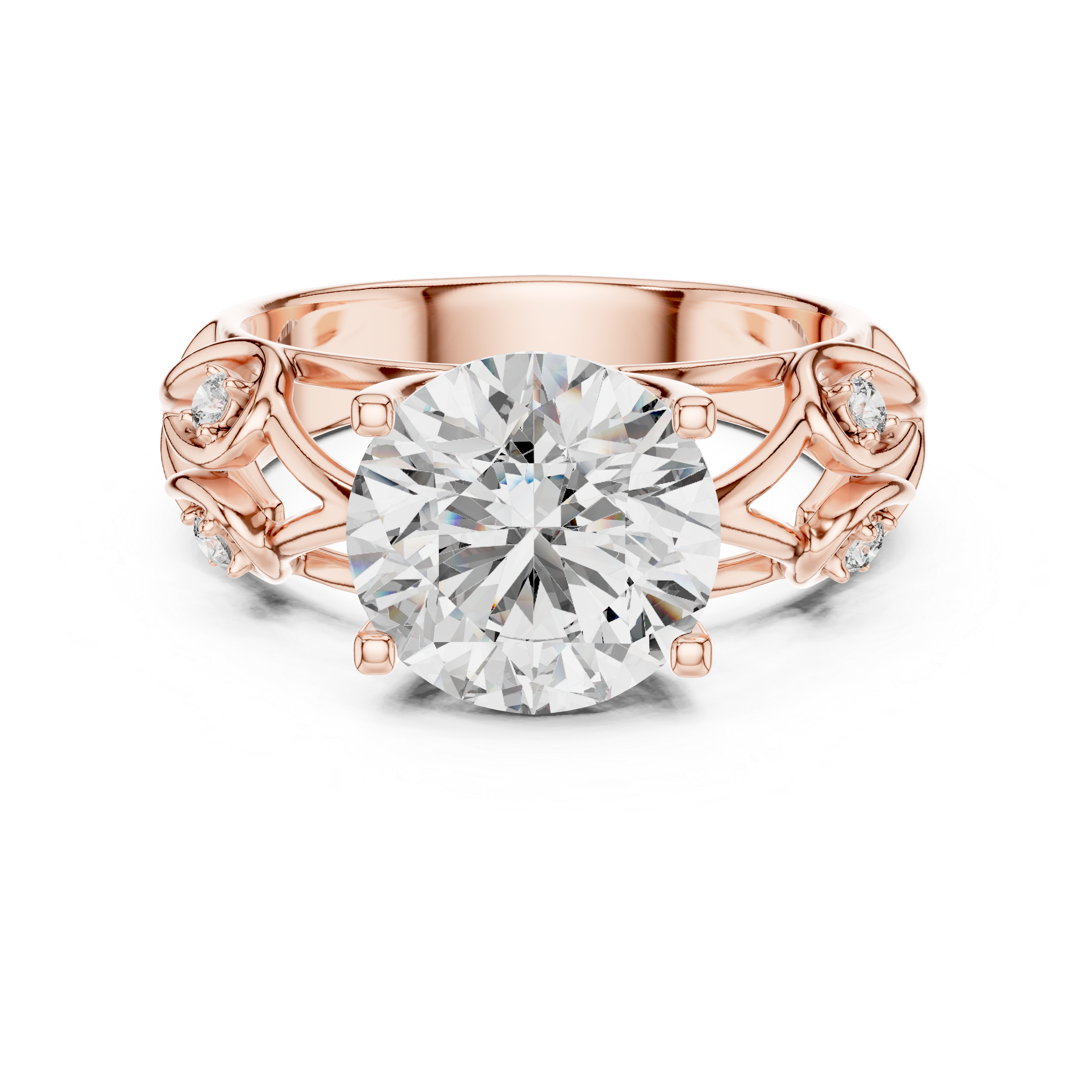 Luxury Round Cut Lab-Grown Diamond Engagement Ring in Rose Gold