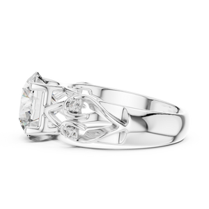 Solitaire Lab-Grown Diamond Engagement Ring with Intricate Filigree Band in White Gold
