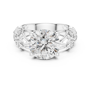 Solitaire Lab-Grown Diamond Engagement Ring with Intricate Filigree Band in White Gold