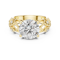 Solitaire Lab-Grown Diamond Engagement Ring with Intricate Filigree Band in Yellow Gold