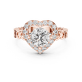 1.32 CTW round lab-grown diamond engagement ring with a heart-shaped halo and open-heart band