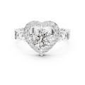 1.32 CTW round lab-grown diamond engagement ring with a heart-shaped halo and open-heart band