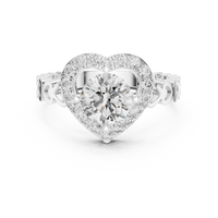 1.32 CTW Round Lab Grown Diamond Heart Halo Engagement Ring