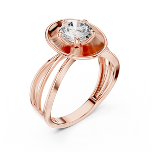 1 CT round solitaire lab-grown diamond engagement ring with a split-shank band