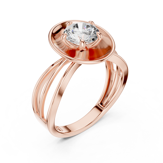 1 CT round solitaire lab-grown diamond engagement ring with a split-shank band