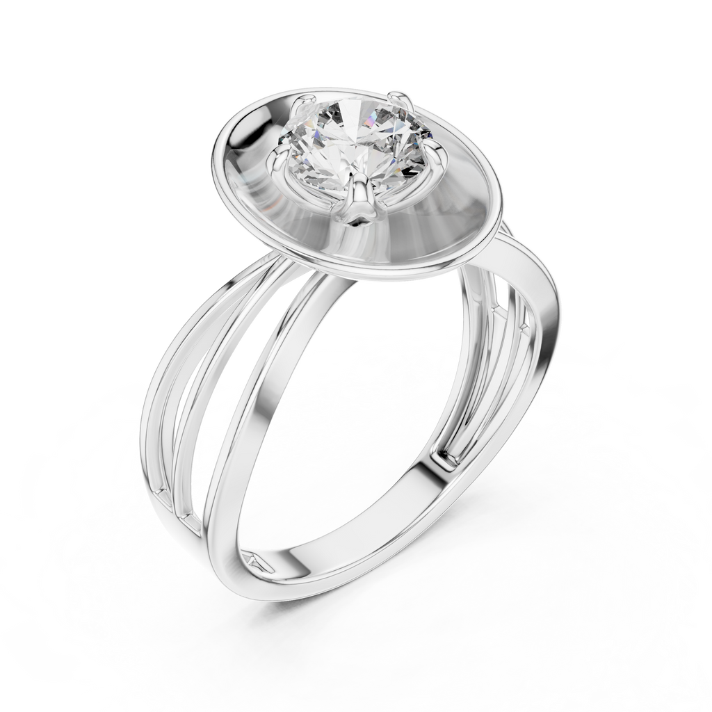 1 CT round solitaire lab-grown diamond engagement ring with a split-shank band