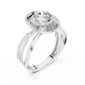 1 CT round solitaire lab-grown diamond engagement ring with a split-shank band