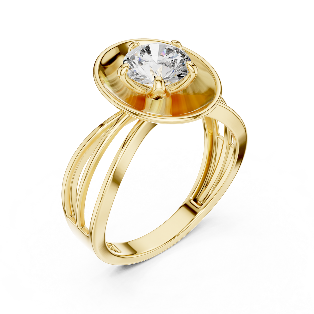 1 CT round solitaire lab-grown diamond engagement ring with a split-shank band