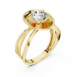 1 CT round solitaire lab-grown diamond engagement ring with a split-shank band