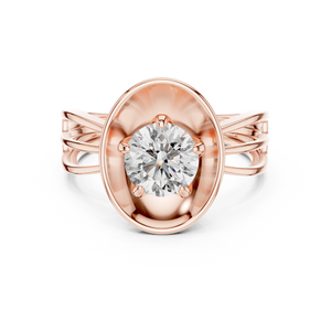 1 CT round solitaire lab-grown diamond engagement ring with a split-shank band