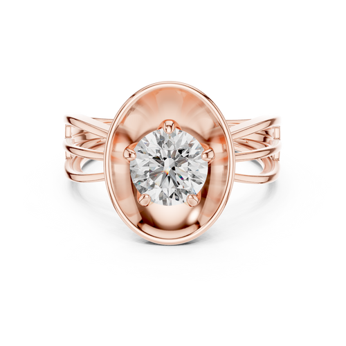 1 CT round solitaire lab-grown diamond engagement ring with a split-shank band