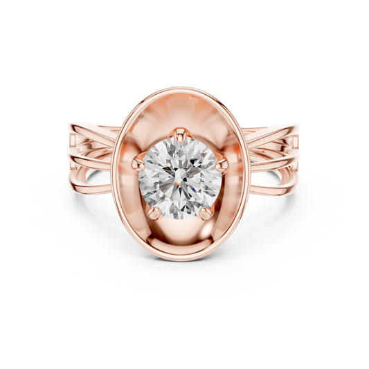 1 CT round solitaire lab-grown diamond engagement ring with a split-shank band