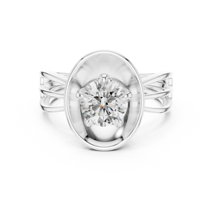 1 CT round solitaire lab-grown diamond engagement ring with a split-shank band