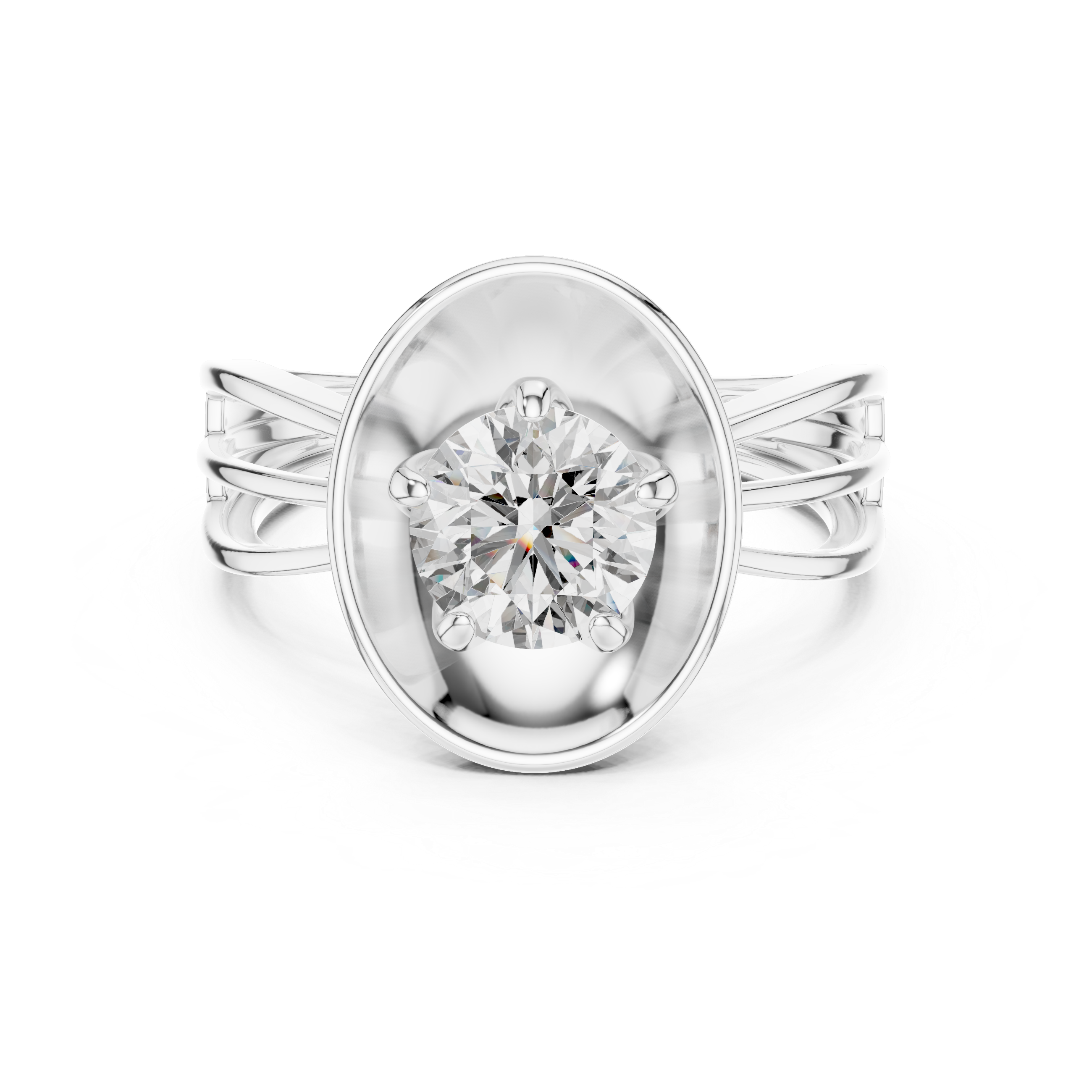 1 CT round solitaire lab-grown diamond engagement ring with a split-shank band