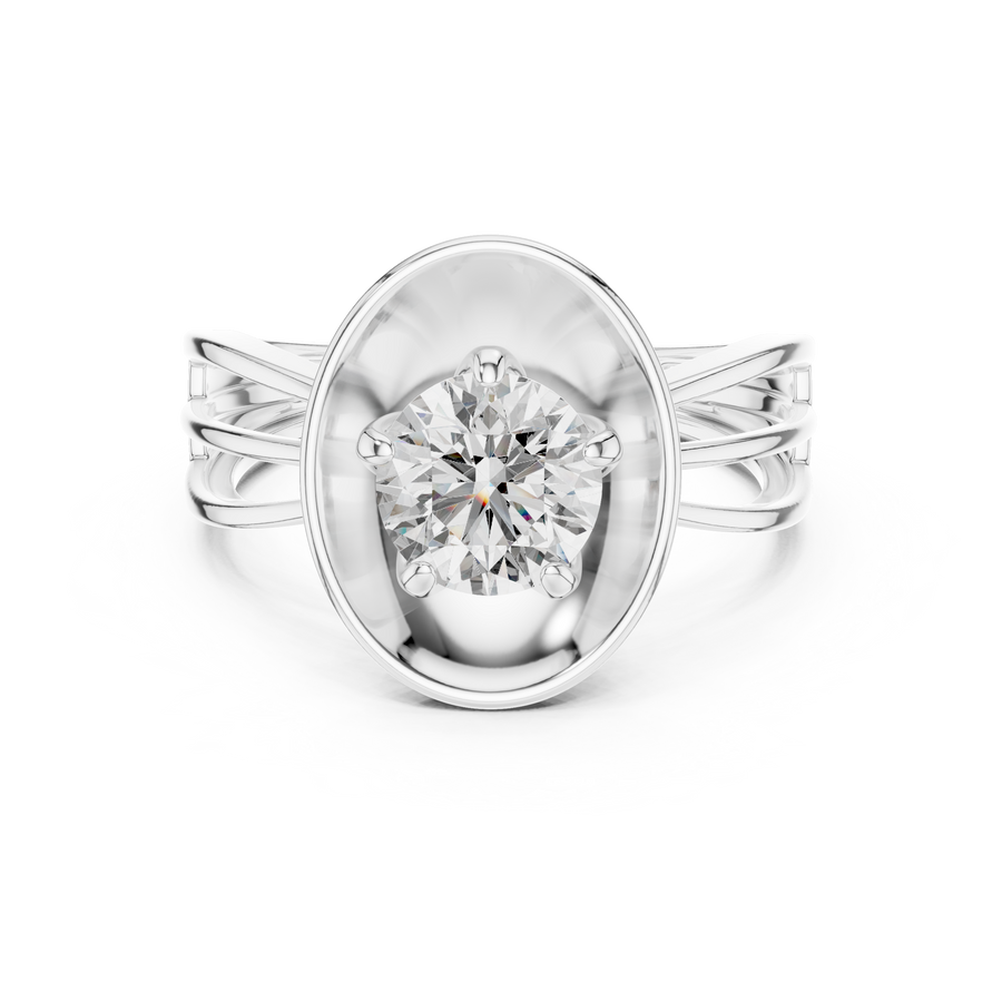 1 CT round solitaire lab-grown diamond engagement ring with a split-shank band