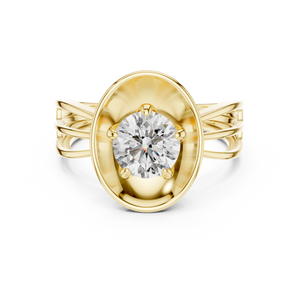 1 CT round solitaire lab-grown diamond engagement ring with a split-shank band