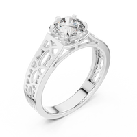 1 CT Round Lab Grown Diamond Filigree Solitaire Engagement Ring
