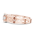 1 CT round lab grown diamond filigree solitaire engagement ring in rose gold, side view
