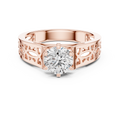 1 CT round lab grown diamond filigree solitaire engagement ring in rose gold, front view
