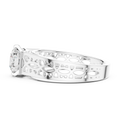 1 Ct Round Lab Grown Diamond Filigree Solitaire Engagement Ring in 14K White Gold with Hand-Pierced Openwork Band