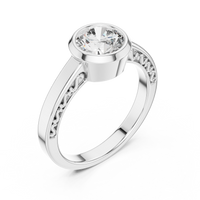 1 CT Round Bezel Lab Grown Diamond Engagement Ring