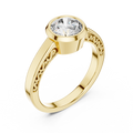 1 Ct Round Lab Grown Diamond Bezel Solitaire Engagement Ring in 14K Yellow Gold with Comfort Fit Band