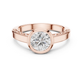 1 Ct Round Lab Grown Diamond Bezel Solitaire Engagement Ring in 14K Rose Gold with Comfort Fit Band