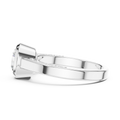 1 Ct Round Lab Grown Diamond Bezel Solitaire Engagement Ring in 14K White Gold with Comfort Fit Band