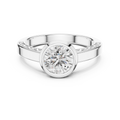1 Ct Round Lab Grown Diamond Bezel Solitaire Engagement Ring in White Gold with Comfort Fit Band