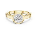 1 Ct Round Lab Grown Diamond Bezel Solitaire Engagement Ring in 14K Yellow Gold with Comfort Fit Band