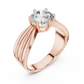 Rose gold round solitaire lab-grown diamond split-shank engagement ring on transparent background