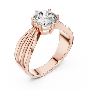 Rose gold round solitaire lab-grown diamond split-shank engagement ring on transparent background
