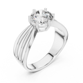 White gold round solitaire lab-grown diamond split-shank engagement ring on transparent background
