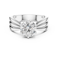 White gold round solitaire lab-grown diamond split-shank engagement ring on transparent background