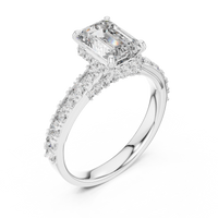 1.67 CT Emerald Cut Lab Grown Diamond Pave Engagement Ring