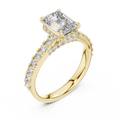 1.67 CT Emerald Cut Lab-Grown Diamond Engagement Ring with Pavé Band in Yellow Gold