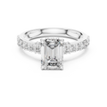 1.67 CT emerald cut lab grown diamond engagement ring with pave band in white gold