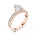 1.10 CT Pear Cut Lab Grown Diamond Engagement Ring with Pave Band in Rose Gold