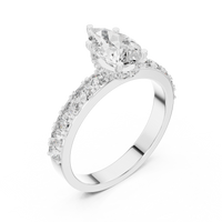 1.10 CT Pear Cut Lab Grown Diamond Pave Engagement Ring