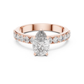 1.10 CT Pear Cut Lab Grown Diamond Pave Engagement Ring in Rose Gold