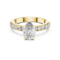 1.10 CT Pear Cut Lab Grown Diamond Engagement Ring with Pave Band in Yellow Gold