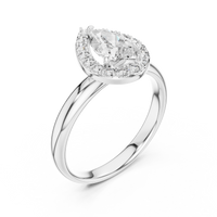0.70 CT Pear Cut Lab Grown Diamond Halo Engagement Ring